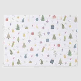 Niedliche Weihnachtsbäume präsentieren Ziermuster Seidenpapier