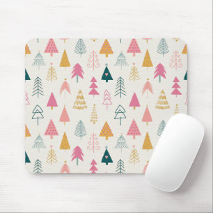 Niedliche Weihnachtsbäume Rosa Muster Mousepad
