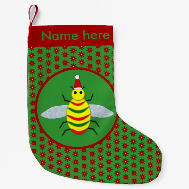 Niedliche Weihnachtsbäume und Poinsettia Blume Cus Kleiner Weihnachtsstrumpf (Vorderseite)