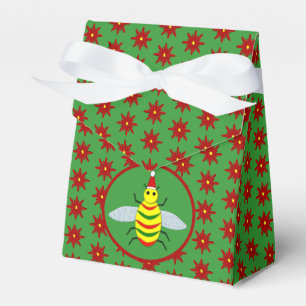 Niedliche Weihnachtsbäume und Poinsettia-Blume Geschenkschachtel