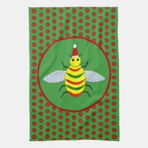 Niedliche Weihnachtsbäume und Poinsettia-Blume Geschirrtuch