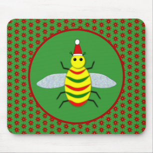 Niedliche Weihnachtsbäume und Poinsettia-Blume Mousepad