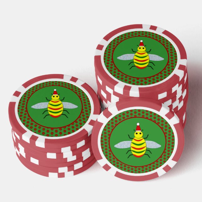 Niedliche Weihnachtsbäume und Poinsettia-Blume Pokerchips (Stapel)