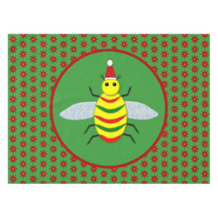 Niedliche Weihnachtsbäume und Poinsettia-Blume Tischdecke