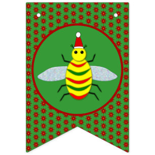 Niedliche Weihnachtsbäume und Poinsettia-Blume Wimpelkette