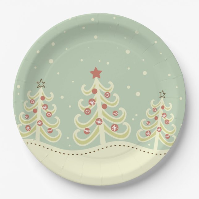Niedliche Weihnachtsbaumen Pastel Pappteller (Vorderseite)