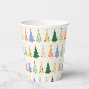 Niedliche Weihnachtsbaumen Red Green Boho Pappbecher