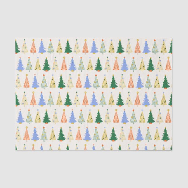 Niedliche Weihnachtsbaumen Red Green Boho Seidenpapier (Vorderseite)