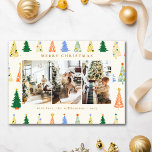Niedliche Weihnachtsbaumen Red Green Boho Vier Fot Feiertagskarte<br><div class="desc">Niedliche Weihnachtsbaumen Red Green Boho Vier-Foto-Urlaubskarte</div>