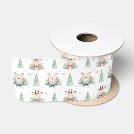Niedliche Weihnachtsbaumen Waldbären & Hirsche Satinband