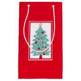 Niedliche Weihnachtsbaumgeschenktasche (rot) Kleine Geschenktüte