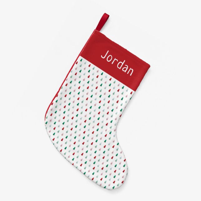 Niedliche Weihnachtsbaummuster Kleiner Weihnachtsstrumpf (Vorderansicht (hängend))