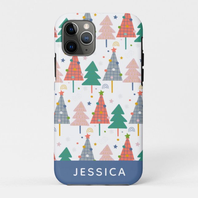 Niedliche Weihnachtsbaummuster Personalisiert Case-Mate iPhone Hülle (Rückseite)