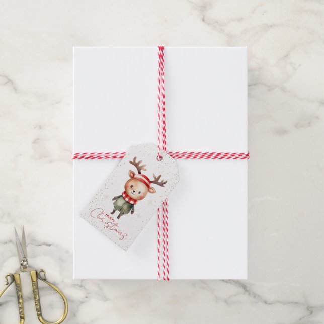 Niedliche Weihnachtsbaumstickerin Geschenkanhänger (Mit Garn)