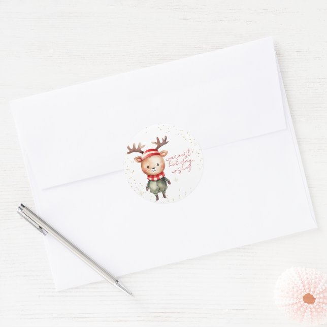Niedliche Weihnachtsbaumstickerin Runder Aufkleber (Umschlag)