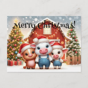 Niedliche Weihnachtsbaumtiere Postkarte