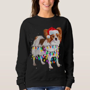 Niedliche Weihnachtsbeleuchtung Papillon Dog Niedl Sweatshirt