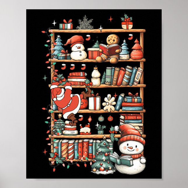 Niedliche Weihnachtsbibliothek - Bücher lesen Ging Poster (Vorne)