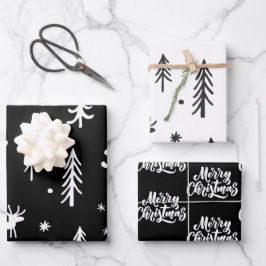 Niedliche Weihnachtsbilder Einfaches Muster Geschenkpapier Set
