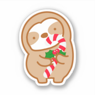 Niedliche Weihnachtscreme Candy Sloth Aufkleber