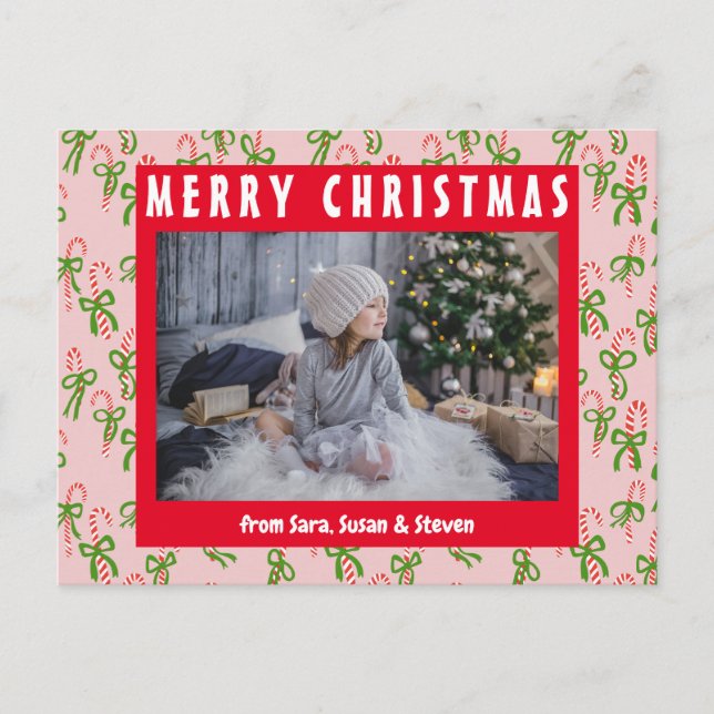 Niedliche Weihnachtscreme Canes Xmas Urlaub CUSTOM Postkarte (Vorderseite)
