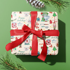 Niedliche Weihnachtscreme-Cookies Individuelle Nam Geschenkpapier