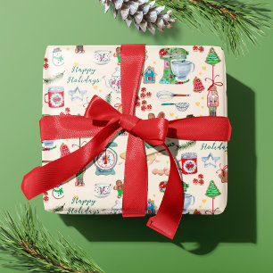 Niedliche Weihnachtscreme-Cookies Individuelle Nam Geschenkpapier