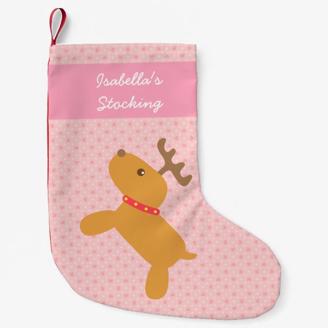 Niedliche Weihnachtscreme Rosa für Mädchen Kleiner Weihnachtsstrumpf (Vorderseite)