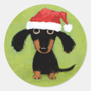 Niedliche WeihnachtsDackel Dackel-Hundesankt   Runder Aufkleber