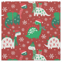 Niedliche Weihnachtsdinosaurier auf Bordeaux rot