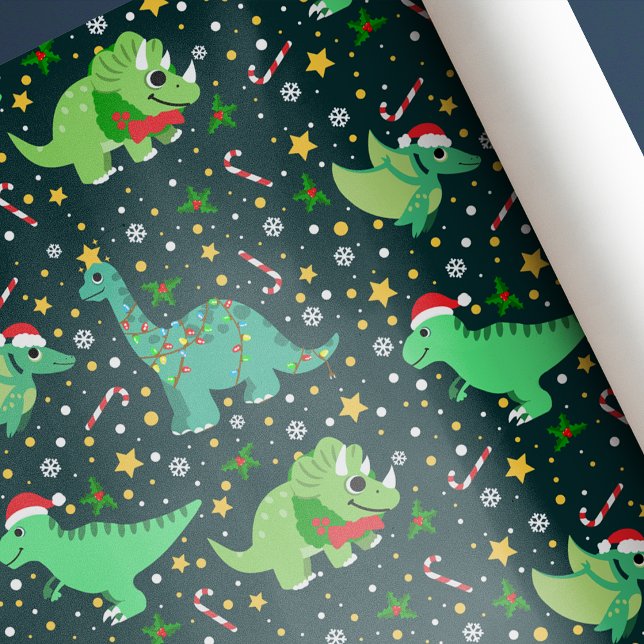 Niedliche Weihnachtsdinosaurier Geschenkpapier (Von Creator hochgeladen)