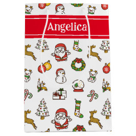 Niedliche Weihnachtsdoodles Mittlere Geschenktüte