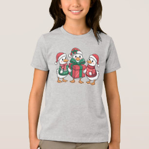 Niedliche Weihnachtsducks Cartoon Art-68105 Tri-Blend Shirt