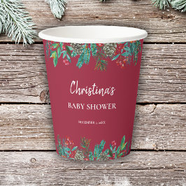 Niedliche Weihnachtsdusche Aquarell Red Pappbecher