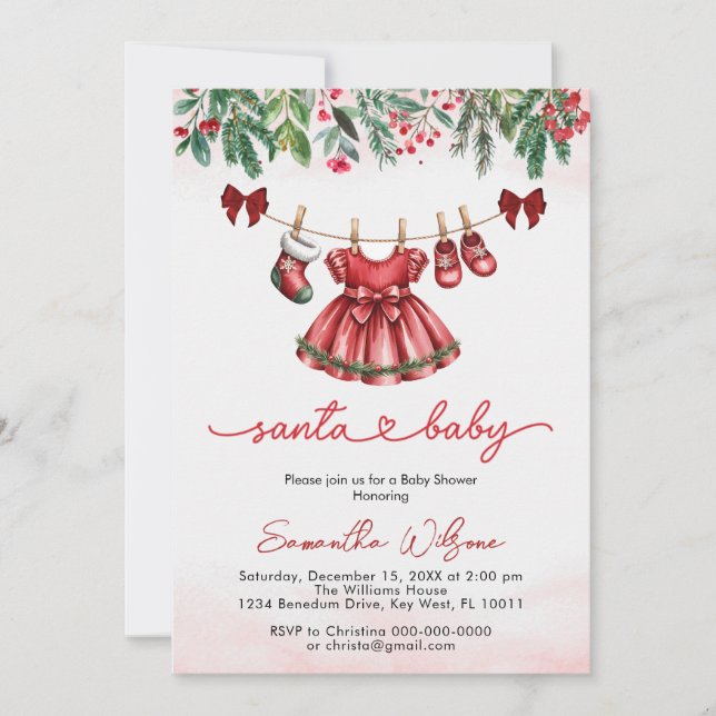 Niedliche Weihnachtsdusche Einladung (Vorderseite)