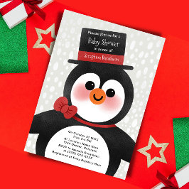 Niedliche Weihnachtsdusche Tuxedo Pinguin Kinderdu Einladung