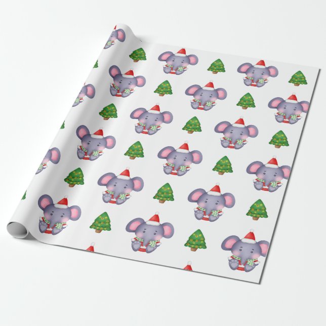 Niedliche Weihnachtselementare und Weihnachtsbaume Geschenkpapier (Ungerollt)