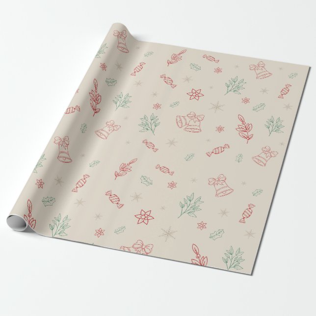 Niedliche Weihnachtselemente Geschenkpapier (Ungerollt)