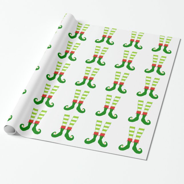 Niedliche Weihnachtself-Füße Geschenkpapier (Ungerollt)