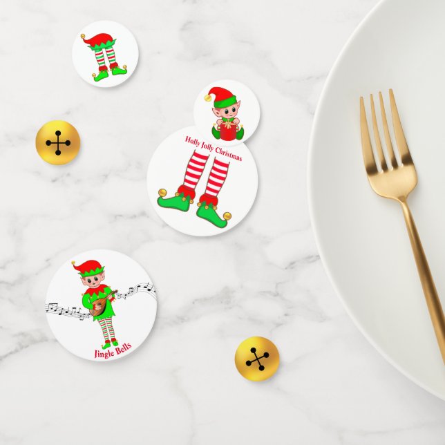 Niedliche Weihnachtself & Golden Jingle Bells Konfetti (Gruppe)