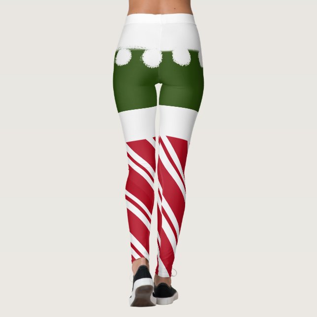 Niedliche Weihnachtself Süßkartoffeln Weiße Furnie Leggings (Rückseite)