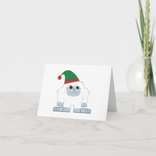 Niedliche Weihnachtself Yeti Feiertagskarte (Vorderseite)