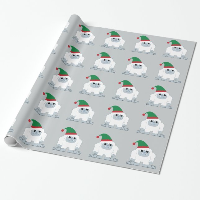 Niedliche Weihnachtself Yeti Geschenkpapier (Ungerollt)