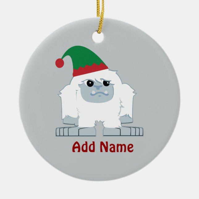 Niedliche Weihnachtself Yeti Keramikornament (Vorne)