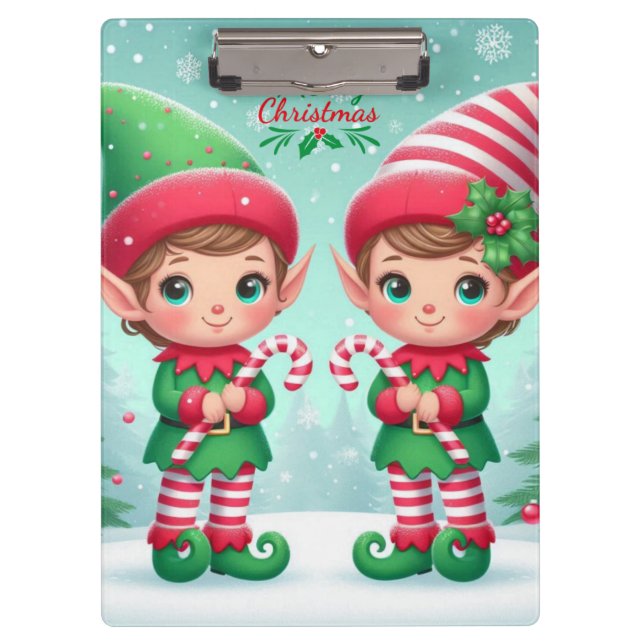 Niedliche Weihnachtselfen Klemmbrett (Vorderseite)