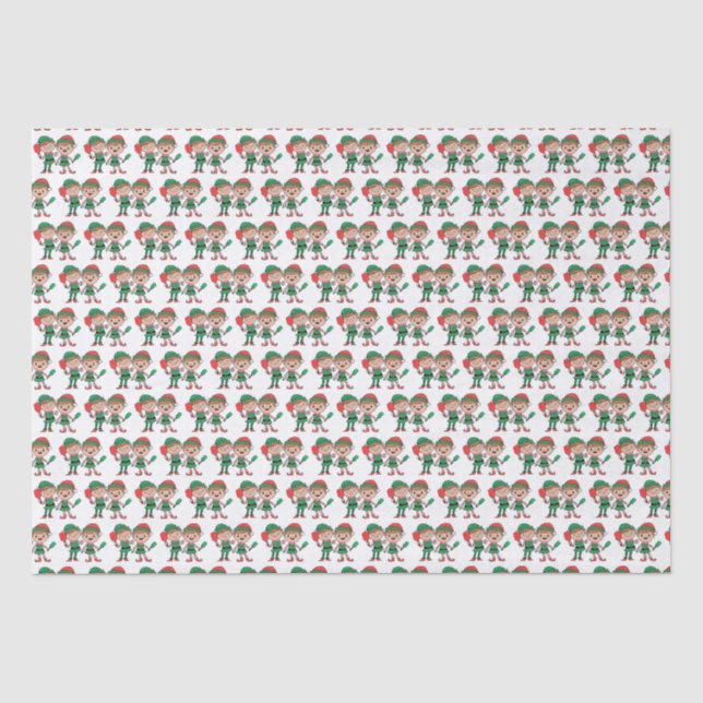 Niedliche Weihnachtselfen Pickleball Seidenpapier (Vorderseite)