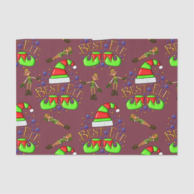 Niedliche Weihnachtselfen Seidenpapier (Vorderseite)