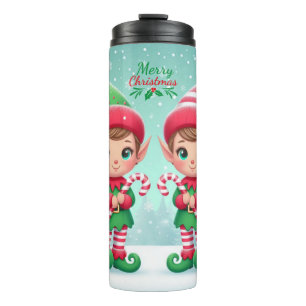 Niedliche Weihnachtselfen Thermosbecher