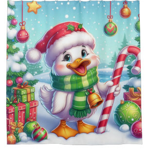 Niedliche Weihnachtsente Duschvorhang