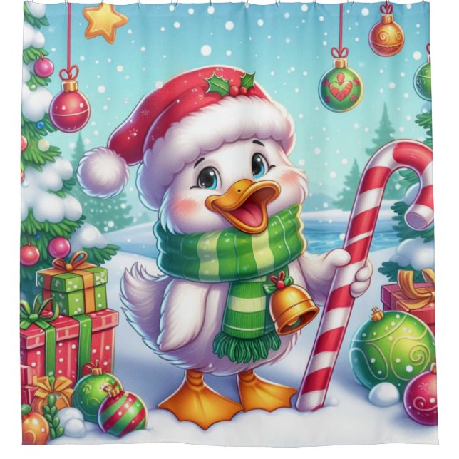 Niedliche Weihnachtsente Duschvorhang (Vorderseite)